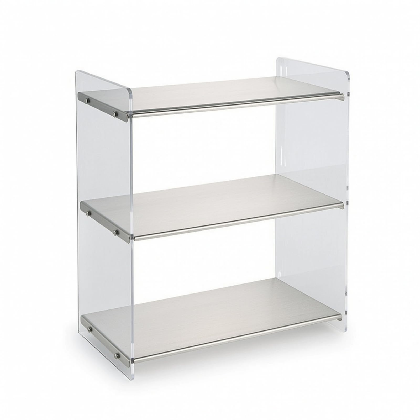 Scaffale Portaoggetti da Scrivania Trasparente Organizzatore da Scrivania in Metallo Moderno Scaffaletto per Bagno, Tre Strati
