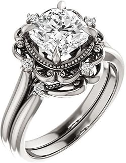 1CT-4CT Antique Halo Engagement Ring for Women Filigree Design Handmade Wedding Bridal Ring Set, Christmas Gifts for Her, 925 Silver/Solid Gold, Moissanite