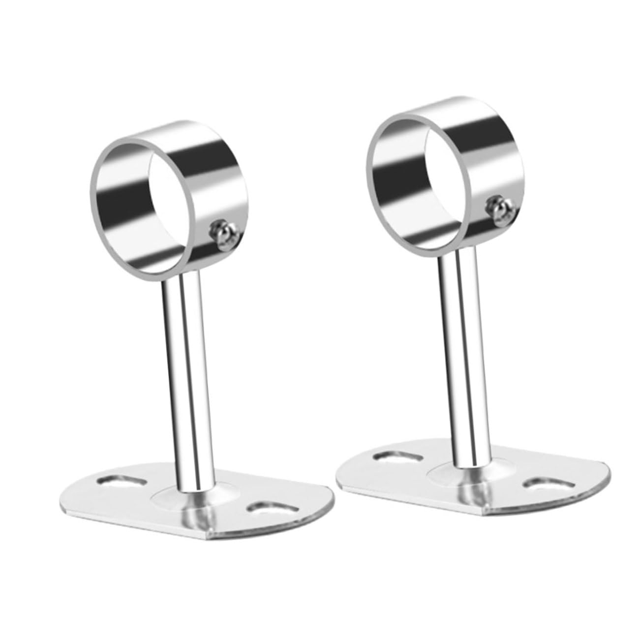 Ciieeo 2Pcs Stainless Steel Closet Pole Holders Flange Rod Brackets for Ceiling Wall Mount Wear Resistant Design for Balcony Wardrobe Clothes Hanging