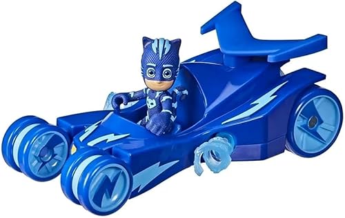 Miniatura 3 de PJ Masks Catboy Deluxe Vehículo de juguete preescolar, juguete de coche para gatos con rayas giratorias de Super Cat y figura de acción Catboy para