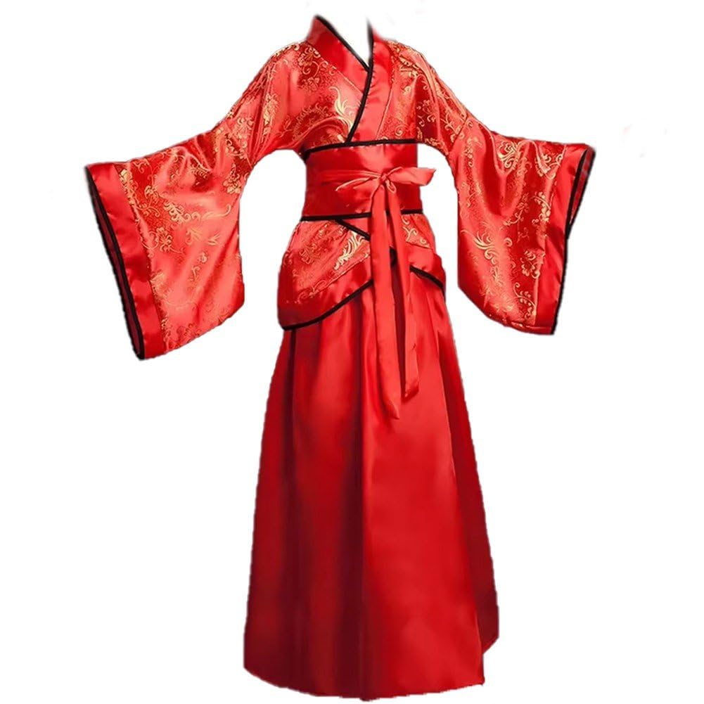 Luxylei Ancient Chinese Dress for Girls Ancient Chinese Style Traditional Costume Long Sleeve Hanfu Dresses for Chorus Dance Costume