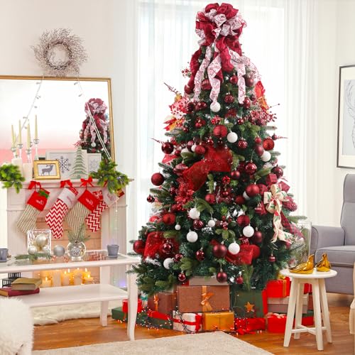 Wironlst Christmas Ball Ornaments - 30pcs Shatterproof Plastic Christmas Ornaments Hanging Ball Decorations for Xmas Tree, Holiday, Wedding, Party (Multi-Size, Burgundy) - image 4