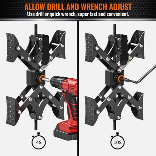 Image of X-Shaped Wheel Chocks for Travel Trailer【Allow Drill Adjust】 RV Stabilizers X chocks Camper Wheel Chock for Travel Trailers RV Accessories Wrench Adjustable 3 inch-11.5 inch (2 PCS) Black