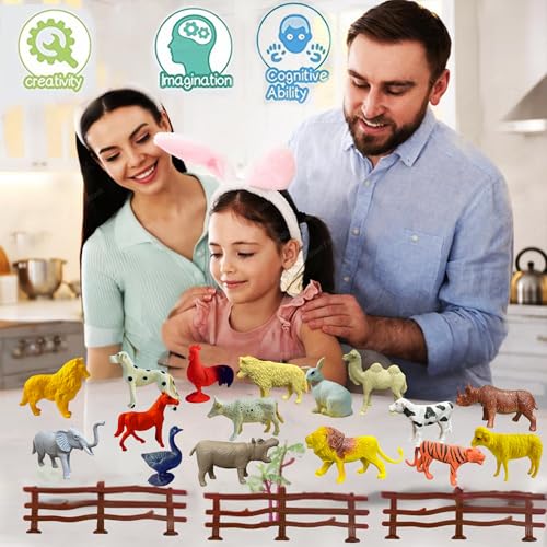 Image of ZESTHOME Animal Toys Set for Kids | Farm, Domestic & Wild Animal Figures | BPA-Free PVC | 6-8 cm | Educational PVC Rubber Toys for Boys & Girls | 24 pcs