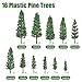 16 Pcs Model Pine Trees, 1.4-6.3 Inch Mixed Miniature Trees Diorama Supplies Fake Tree Landscape Tree for DIY Crafts, Building Model Scenery Landscape (Natural Green)