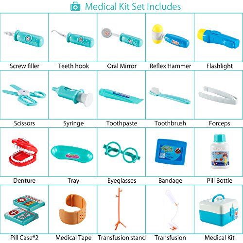 image for FunsLane Dentist Toy Doctor Kit for Kids, 20 Pcs Pretend Play Dentist 