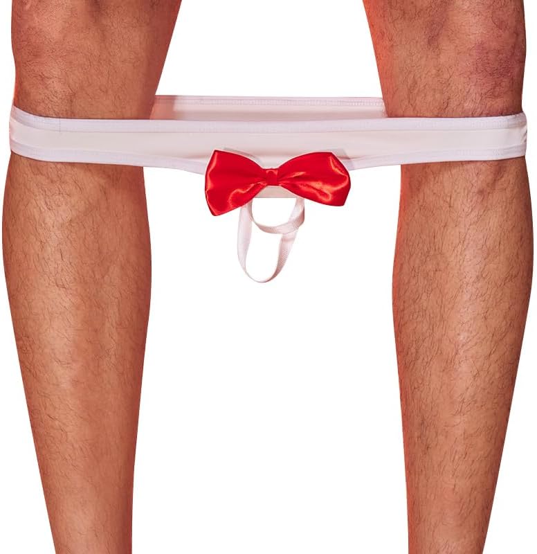 Men's Jock Strap Lingerie Sexy Low Rise Underwear Open Pouch Bowknot Elastic Scrotal Support Outdoor Bottomwear