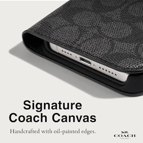 Coach Wallet Folio iPhone 15 Pro Case, Compatible with MagSafe - Signature Charcoal - image 4