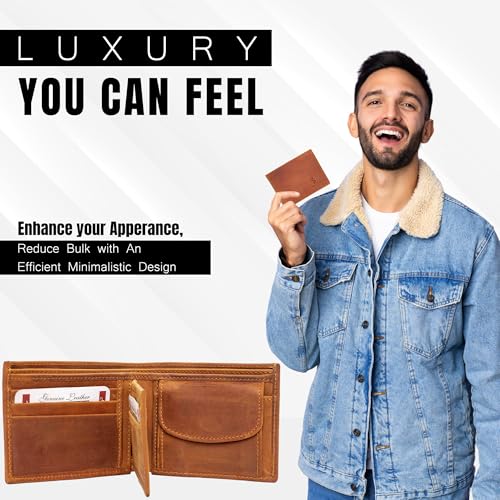 Bifold Wallet for Men with Premium Cowhide Leather Slim Wallet, Minimalist Design, Multiple Card Slots, Stylish Durable Gift-Ready Men’s Wallet (Brown)4
