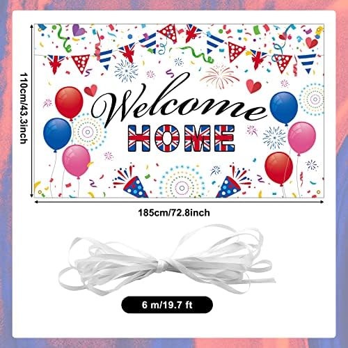 GRESATEK Welcome Home Backdrop Banner, Welcome Home Banner Background Photo Booth Decorations for UK Theme Homecoming Family Party Supplies
