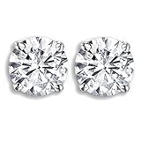 Diamant Gewicht: 1.01 ct TW. Damen Ohrringe / Ohrstecker GIA ZERTIFIZIERT 1.01 Karat 14 Karat Weißgold Rund Schnitt weiß Diamant Solitär 1 Karat