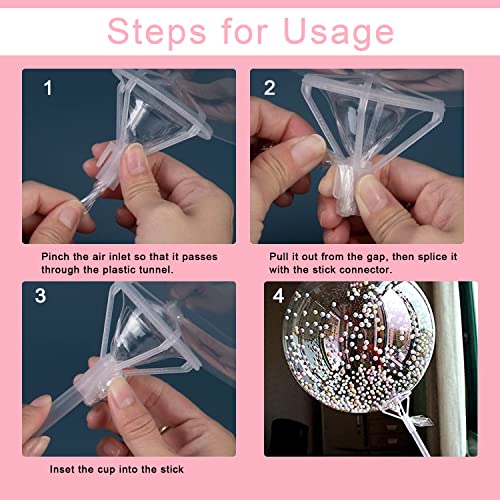 Horolas 50 Pcs Balloon Sticks,16 Inch Balloon Sticks With Cups, Bobo Balloon Clear Sticks Stand For Wedding Birthday Baby Kids' Party Centerpieces #TOP3