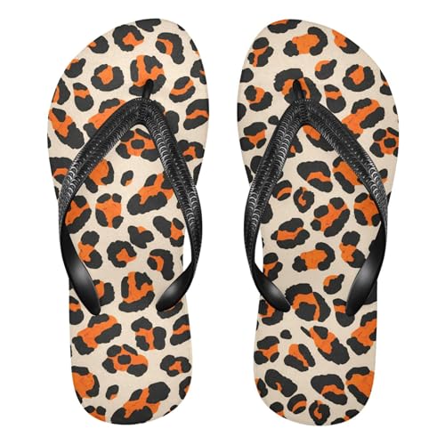 Leopard Orange Brown Spots Flip Flop Beach Summer Casual Sandal for Women & Men Shower Shoes 20861785