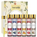 Aoruilia 6 x 10ml Fruity Essential Oils Set for Aromatherapy, Diffuser, Home Fragrance, Relaxing, Candle Making - Strawberry, Coconut, Raspberry, Grape, Mango, Cherry