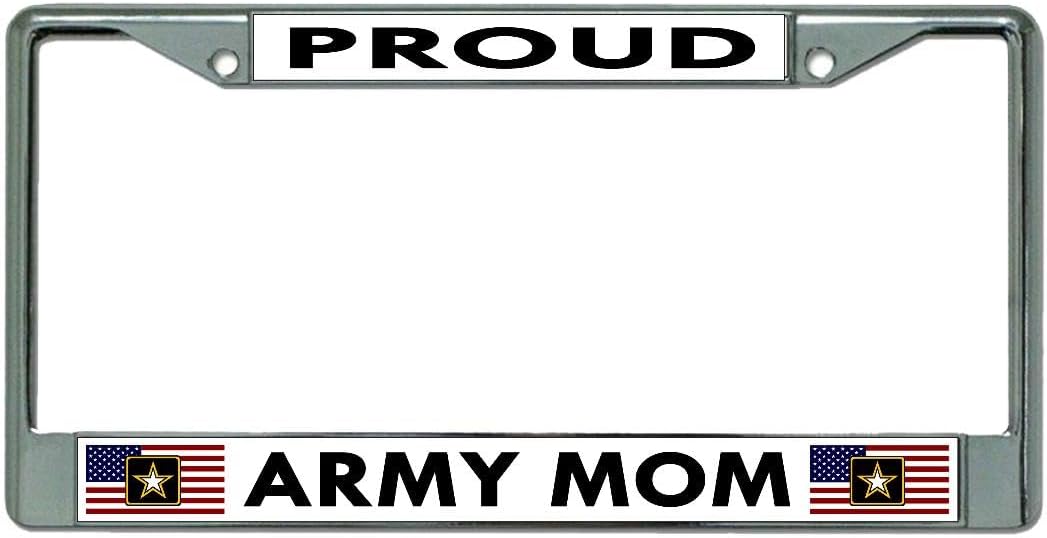 Proud Army Mom Chrome License Plate Frame