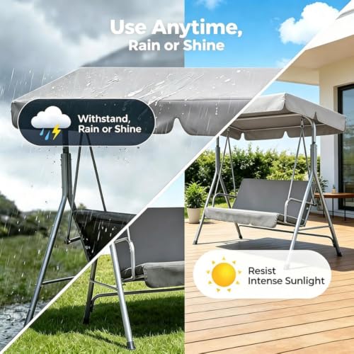 Toldo para columpio de jardín impermeable 249x185cm capota de repuesto universal color amarillo 7