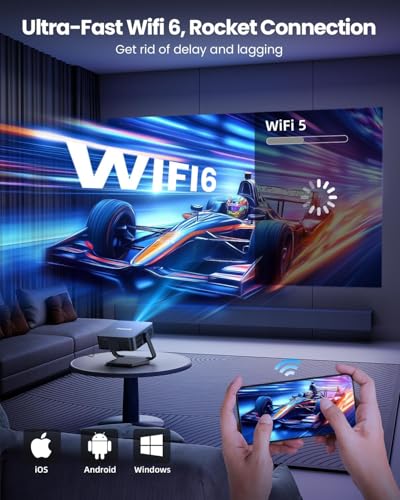 Image of [Built-in Apps /Dolby Audio] FUDONI Smart Projector with WiFi 6 and Bluetooth, 1080P Full HD Projector with Netflix / Prime Video /Youtube, Zoom Correction, Movie Proyector for Home & Outdoor