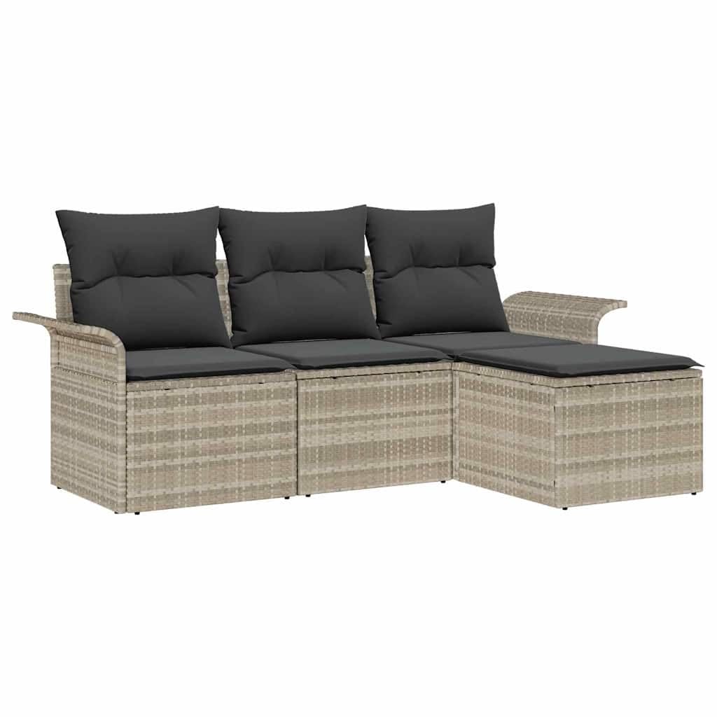 Canapé de jardin haut de gamme en aluminium, bois et polyrotin gris résistant