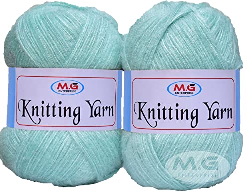 Image of M.G ENTERPRISE Knitting Wool Yarn, Soft Fancy Feather Wool Sea Green 500 gm Best Used with Knitting Needles, Soft Fancy Wool- Art-HGA