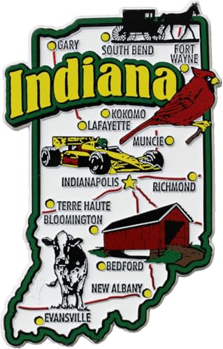 Imán decorativo con contorno del estado Indiana miniatura 1