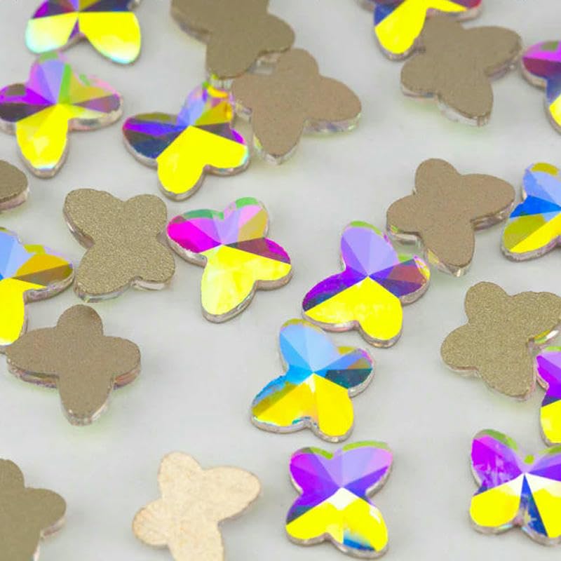 100/500/1440 Stück Kristall-Strasssteine in Glasform, Kristall AB, flache Rückseite, Glitzersteine für DIY-Nagelkunst-Dekorationen, SAB-Serie, 6,5 x 6,5 mm – SAB35,