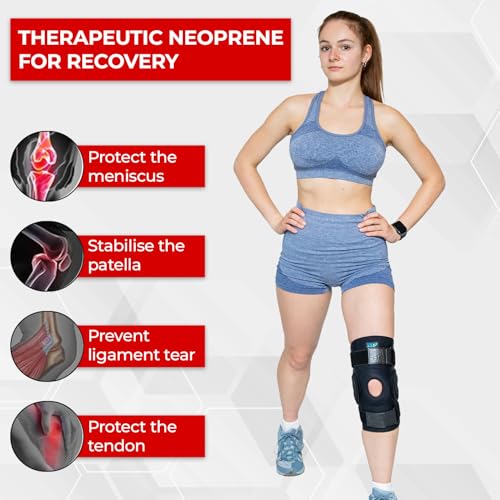 Hinged Knee Brace with Open Patella For Men & Women, Dual Side Stabilisers & Compression Straps for ACL, MCL, Meniscus Tear, Arthritis, Tendonitis, Pain Relief & Support (Black, M(15-17 inch)) - Image 2