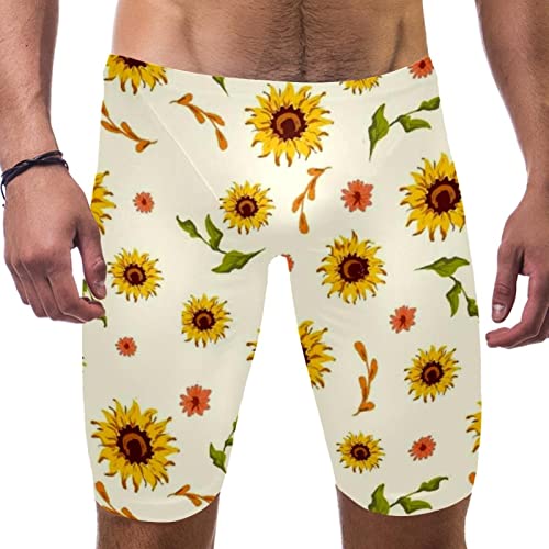 Maillot de bain long pour homme coupe classique imprimé tournesols M