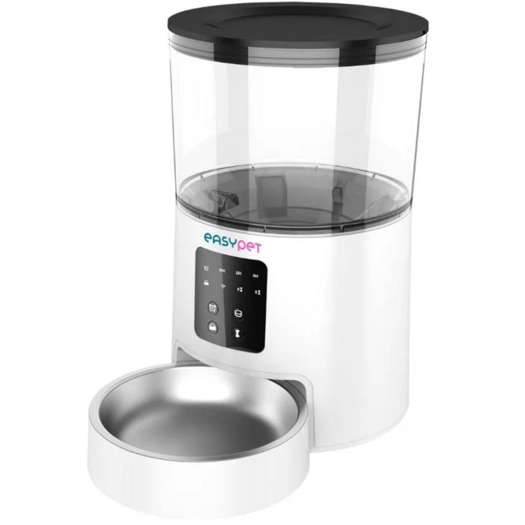 Dispensador automático de croquetas 4L – Programable de 3 a 6 comidas/día, cuenco de acero inoxidable extraíble, control de porciones, alimentación USB o pilas, para perros y gatos