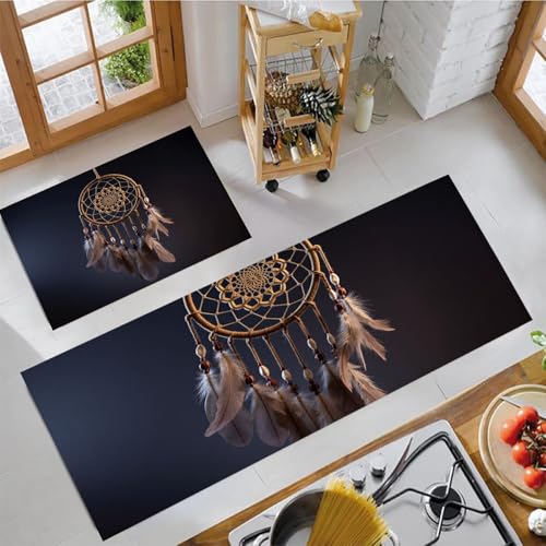 Juego de alfombras de cocina de 2 piezas gris oscuro lavables en tamaños 40x60 y 40x120cm 2