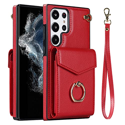 Housse cuir Samsung S23 Ultra rouge pour ranger vos cartes en voyage