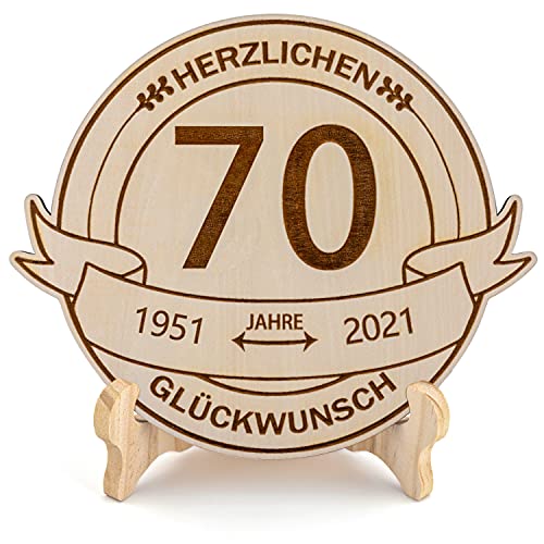 Lisol 70 Jahrestag Holz gravierte Scheibe 70 Jahrestag Hochzeit Geburtstagsgeschenk Idee Home Decor Board für ihn, sie, Papa, Mama (70 Jahre) Cover