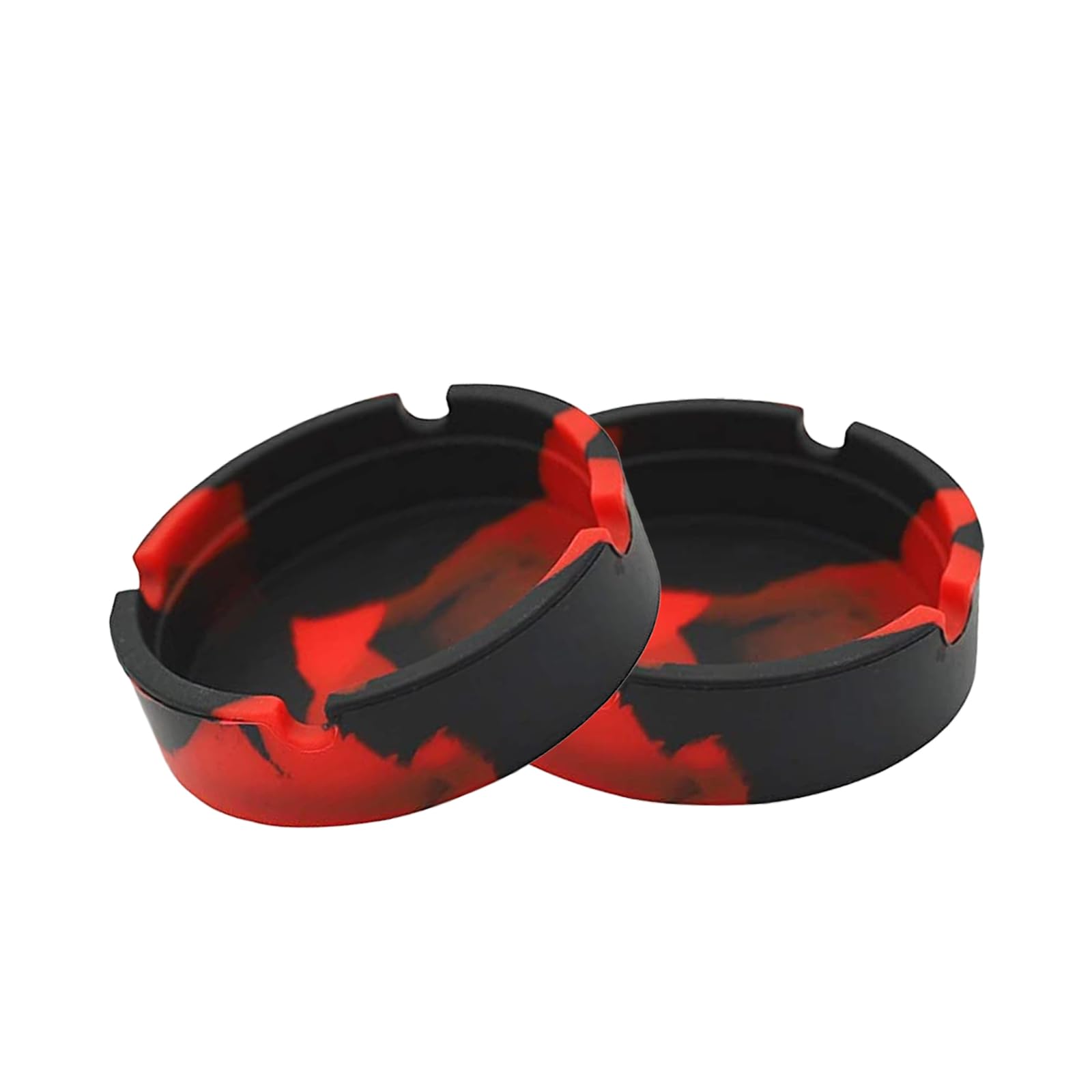 Fuzvol Black And Red 2 Pcs Round Silicone Ashtrays,Heat Resistant Home Office Decoration Ashtrays,Unbreakable & Easy To Clean Ash Tray For Indoor Or Outdoor(Black And Red)