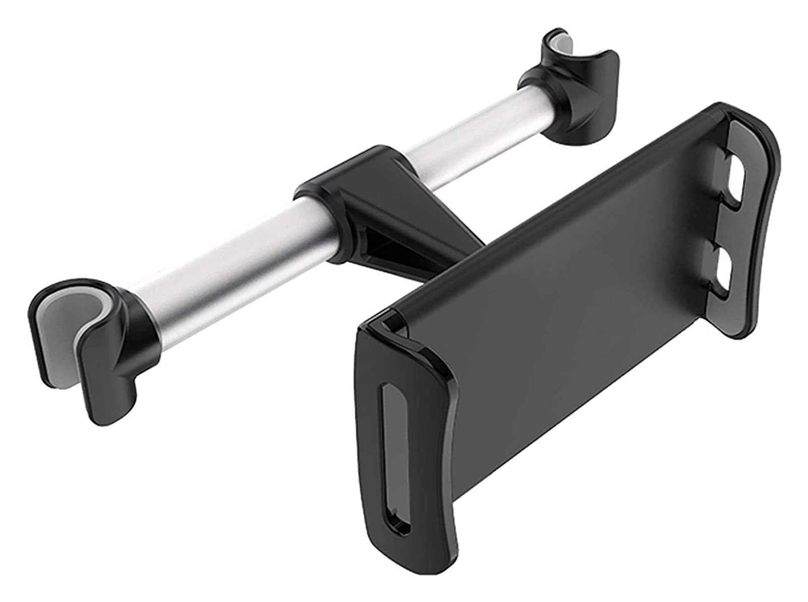 JJJ Samochodowy uchwyt na tablet z możliwością obrotu o 360 stopni, regulowany do smartfonów, tabletów, iPadów i czytników e-booków 11,5-20 cm, czarny i srebrny