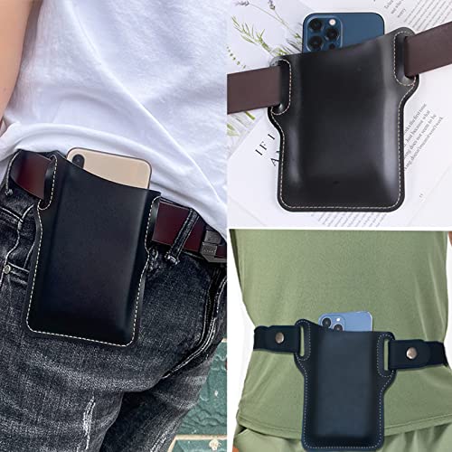 Faux Leather Phone Holster Sheath, Maezar Belt Loop Waist Carrying Pouch Case For Iphone 14 Pro Max, 14 Pro,13 Pro Max, Galaxy Note 20 Ultra, S22 Ultra,Motorola Edge, Universal Phone Holder Case-Black #TOP5
