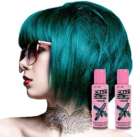2x Crazy Color Semi-Permanent Hair Dye 2x 100ml (Emerald Green)