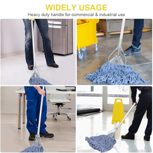 Image of Mop Handle Commercial Heavy Duty - 57 Inch Industrial Metal Mop Stick Replacement for Floor Cleaning - Professional Mops Head Replacement Holder