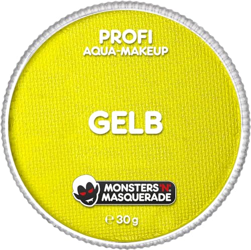 Monsters'n'Masquerade – Maquillaje profesional Aqua Amarillo, 30 g | Maquillaje facial y corporal a base de agua | Banana, pollo, león | Maquillaje Teatral Maquillaje Pintura Carnaval Halloween