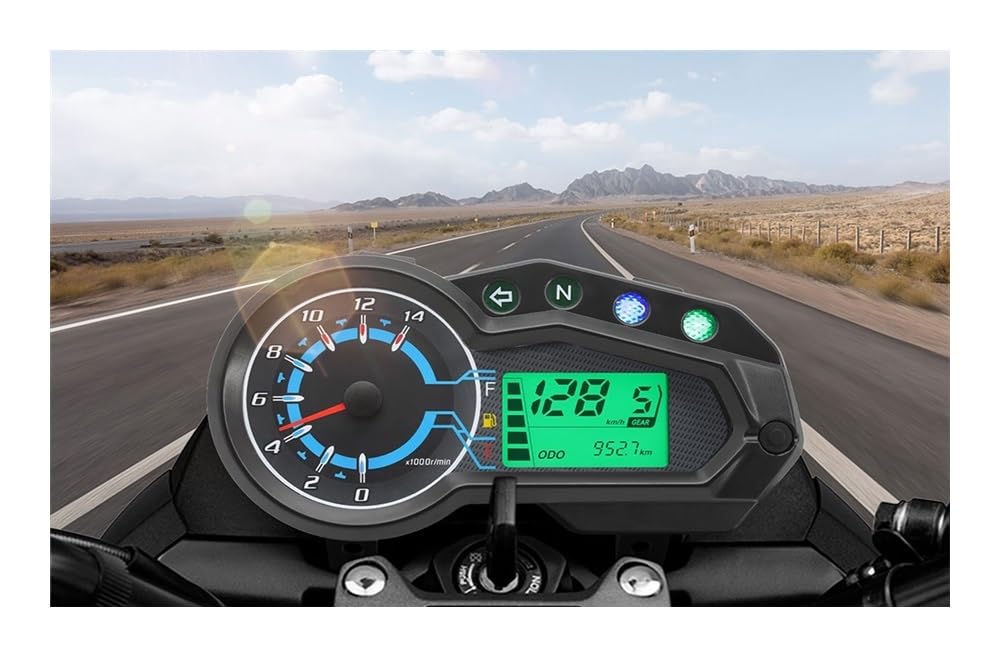 Moto tacómetro Digital Medidor Velocímetro, Tacómetro Y Medidor De Panel Instrumentos para Motocicletas 1, 2 4 Cilindros, Odómetro, Pantalla Total, Accesorio para Tablero