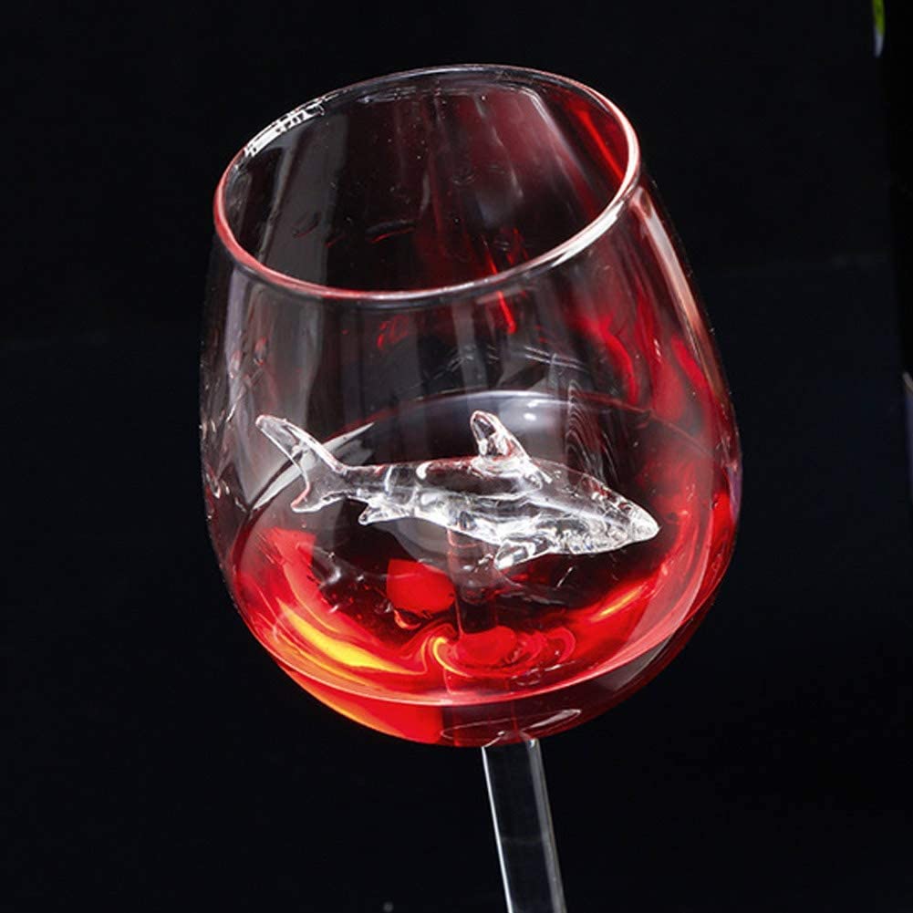 Copas de vino tinto de tiburón sin plomo y sin plomo para fiestas en casa, copas de vino rojo/blanco (2 piezas)