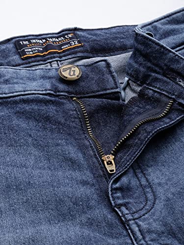 Image of The Indian Garage Co Men Slim Fit Solid Mid-Rise Stretchable Jeans