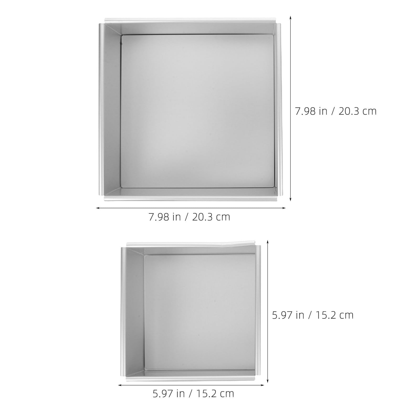 Molde Cuadrado para Pastel Base Desmontable, 2 Piezas, Aleación de Aluminio | Uso Versátil, Liberación Fácil, Horneado Uniforme, Plata, para Pastelerías y Cocinas Domésticas