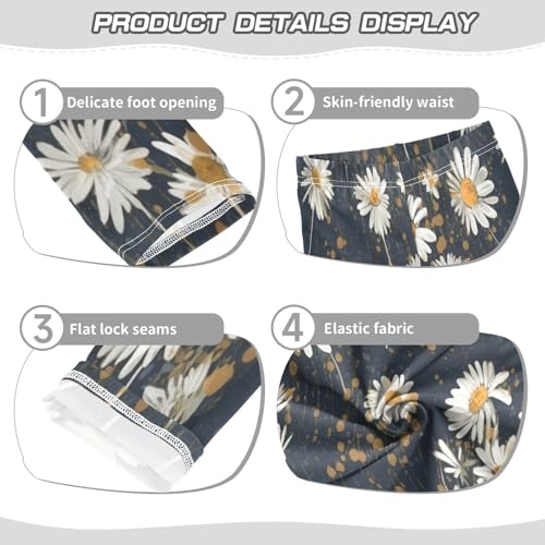 Toddler Girls Leggings Printed Yoga Pants Leggings White Daisy Yellow Dot for Kids3