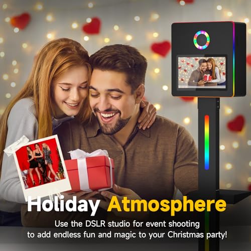Image of DSLR Photo Booth with Camera & Printer,Mirror Photo Booth with 15.6 inch Touch Screen,Flight Case,Built-in Mini PC,App Control-Perfect for Weddings,Parties,Event Rentals (Black, Camera+Printer)