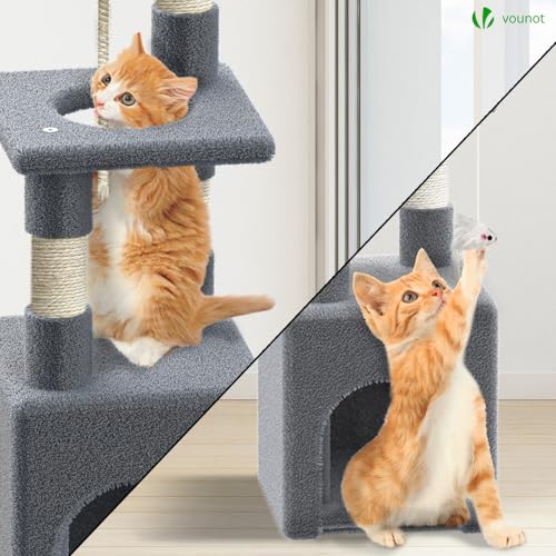 Arbre à grimper pour chat gris idéal pour petit appartement
