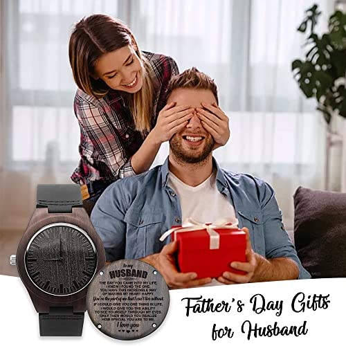 Ufooro Anniversary Gifts For Him From Wife - Engraved Wooden Watches For Men, Natural Wood Watch Gifts For Husband Birthday Wedding Anniversary Gifts (To My Husband Gifts) #TOP1