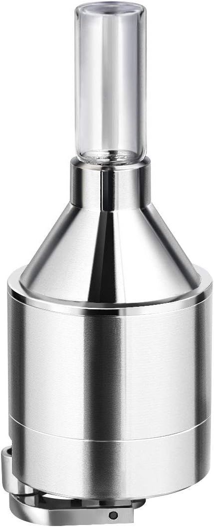 OUNONA Metal Powder Spice Grinder Hand Mill Funnel with Snuff Glass Bottle(4.4x10.7CM)