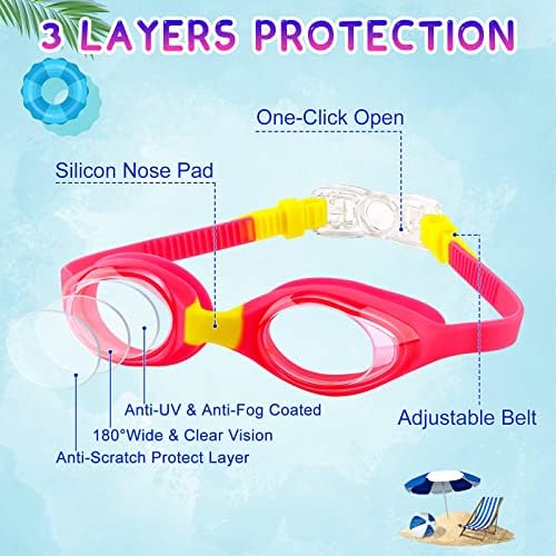 COOLOO Kids Swimming Goggles, 2-Pack kids Goggles for Swim, Anti-fog, Waterproof, NO Leaking and UV Resist, Quick-Adjustable Silicone Strap Goggles for Teens Child Boys Girls 3-15 years old.