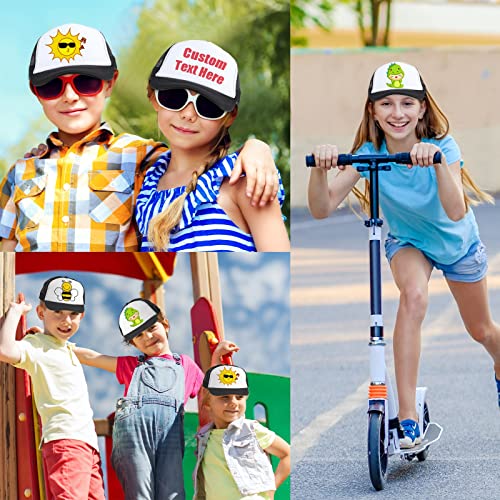 12 Pack Trucker Hat For Kids Summer Polyester Mesh Cap Adjustable Sublimation Blank Hats Baseball Caps For Outdoor (Black) #TOP6