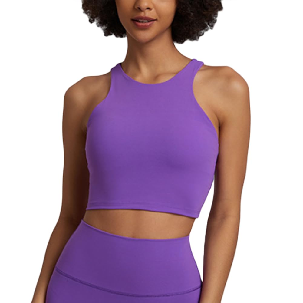 High rtive Womens Activewear Crewneck Sports Bra - Y Back Yoga Crop Top for Gym Workout Fitness