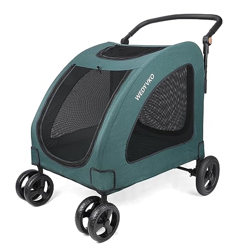 Hundebuggy Für Große Hunde Bis 22,7 Kg – 4-Rad-Kinderwagen, Faltbar, Mit Tragetasche & Regenmantel